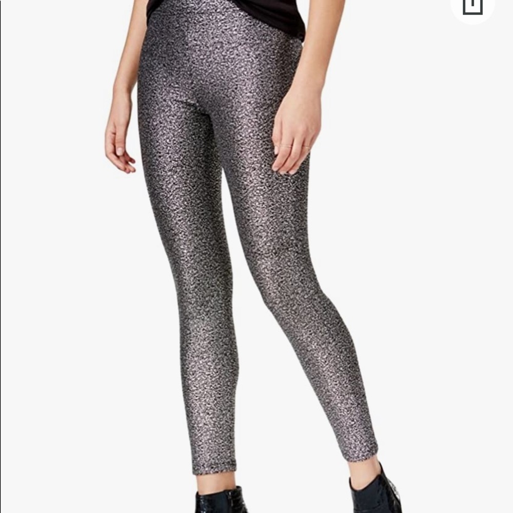 Bar III Womens Metallic Casual Leggings SZ L NWT